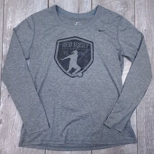 Nike Dri-FIT Shirt Womens Medium Gray NJ Elite Clubs National League Soccer L/S